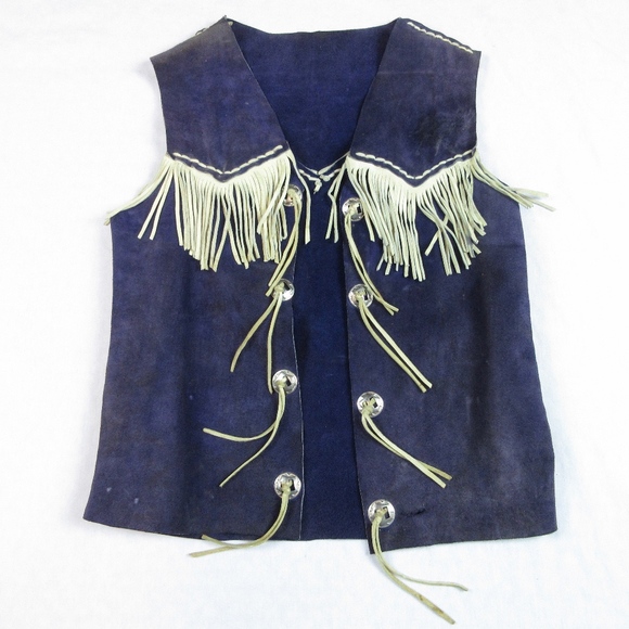VTG Handmade Western Fringe Leather Vest Sz S - Picture 1 of 8
